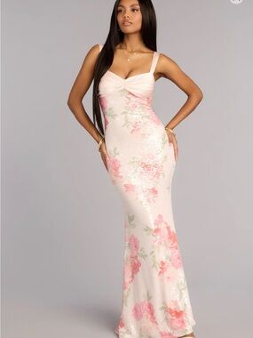 Windsor Pink Floral Sequin Maxi Dress
